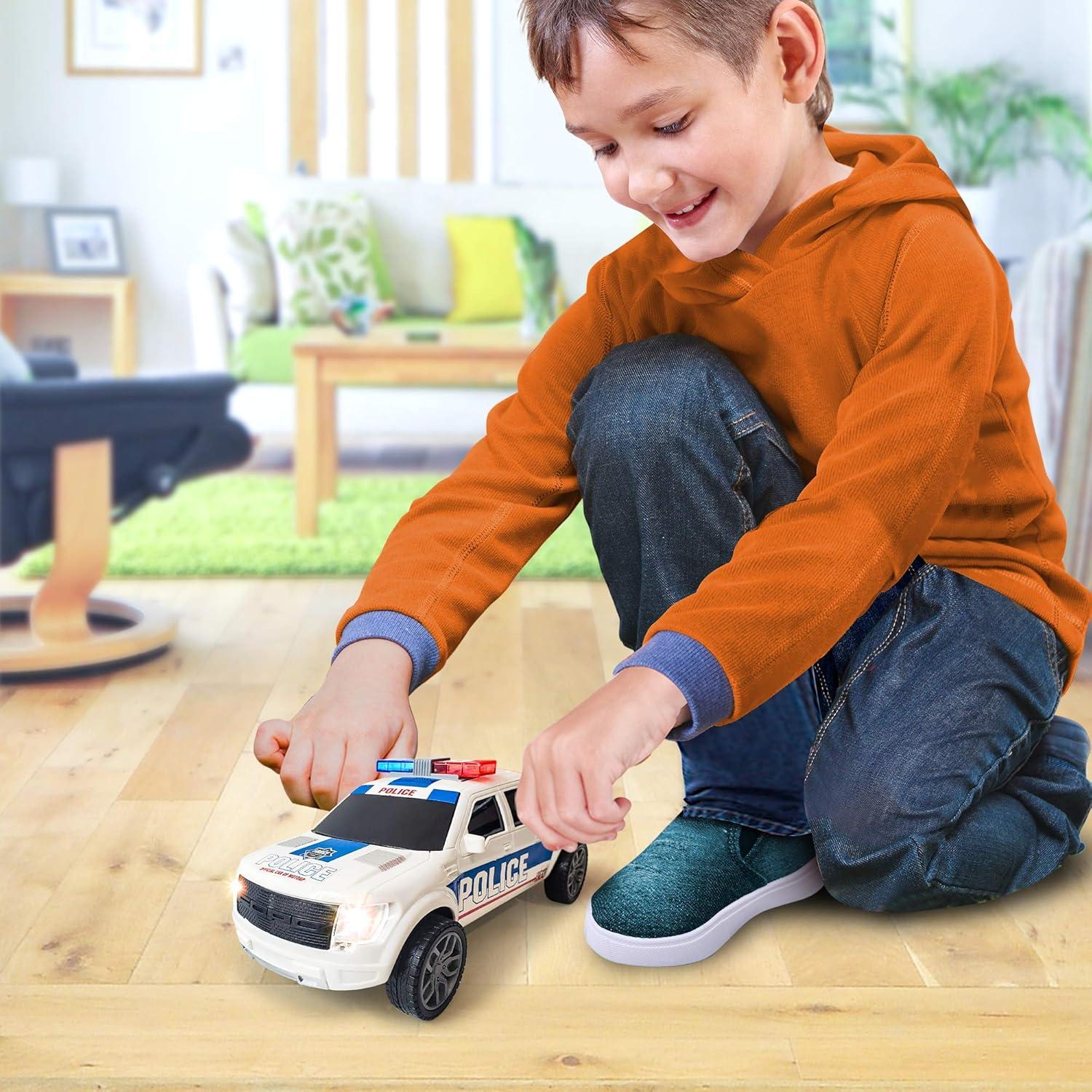 imageArtCreativity Police Car Toy Pickup Truck Toy with LED Headlights and Sirens Friction Powered 120 Scale Police Car Toys for Boys 35 Police Toys Monster Trucks Toy Trucks for Kids Birthday Gift