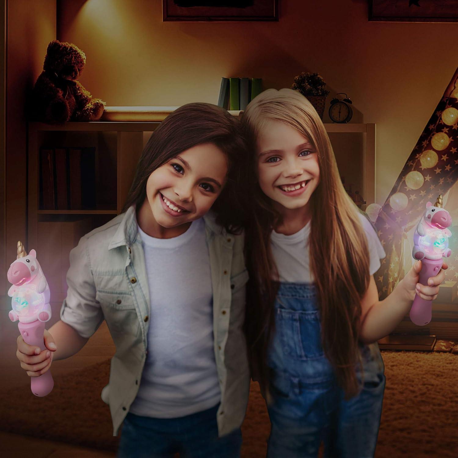 imageArtCreativity Unicorn Wand 95 Inch Light Up Spinning Wand with LEDs Fun Pretend Play Prop for Kids Unicorn Light Up Spinner Best Birthday Gift for Girls and Boys Batteries Included