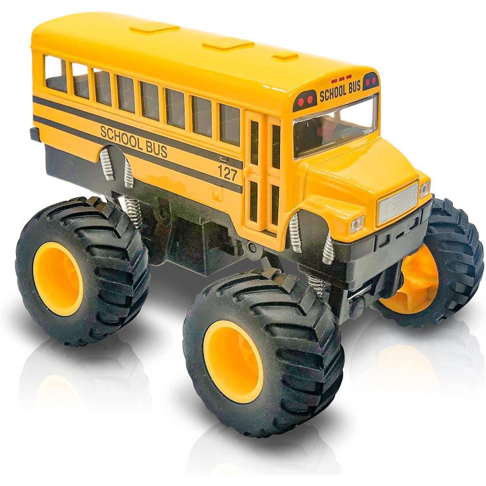 imageArtCreativity 5 Inch Pullback School Bus Toy Set Set of 2 Includes 2 Yellow School Buses with Monster Wheels Diecast Bus Playset with Pullback Mechanisms Great Gift Idea for Boys and Girls1 Pack