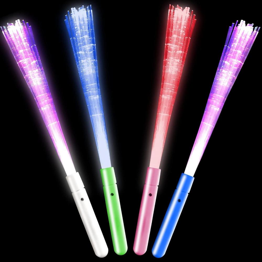 imageArtCreativity Fiber Optic Light Up Wand Set of 4 Flashing LED Toy Wands for Kids with Batteries Included Fun LightUp Birthday Party Favors Goodie Bag Fillers for Boys and Girls