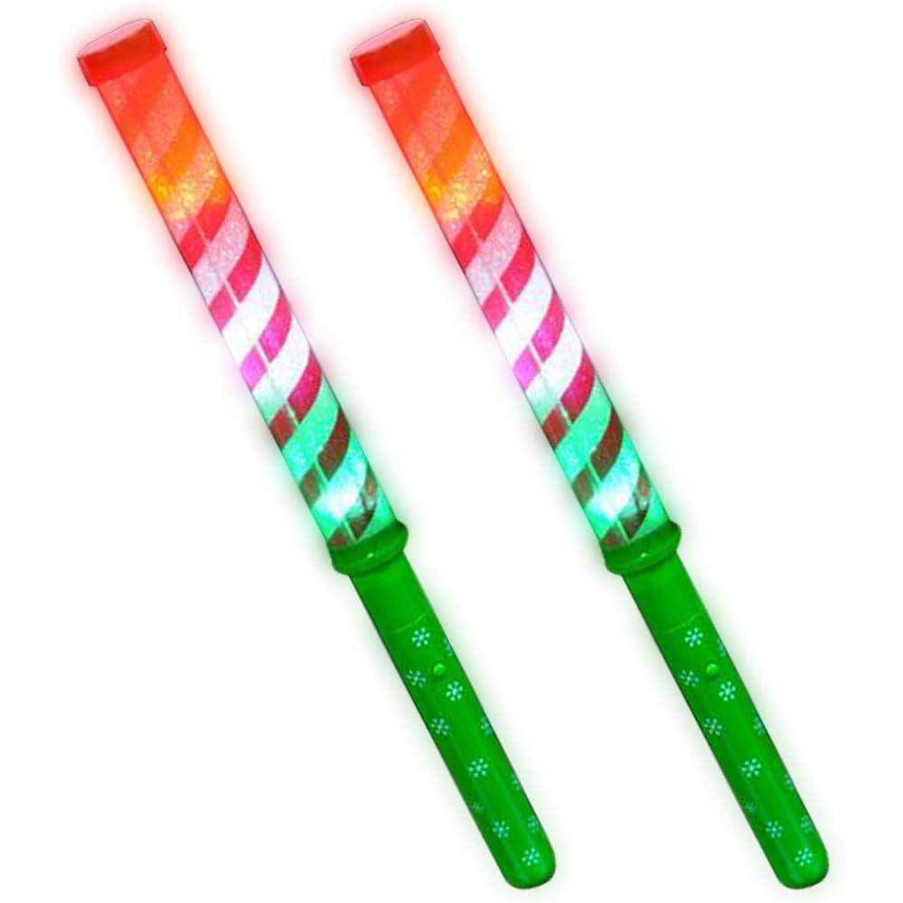 imageArtCreativity Light Up Candy Cane Wands Set of 2 LED Christmas Light Up Wands for Kids Fun Candy Cane Glow Sticks with Batteries Festive or Stocking Stuffer for Boys and Girls
