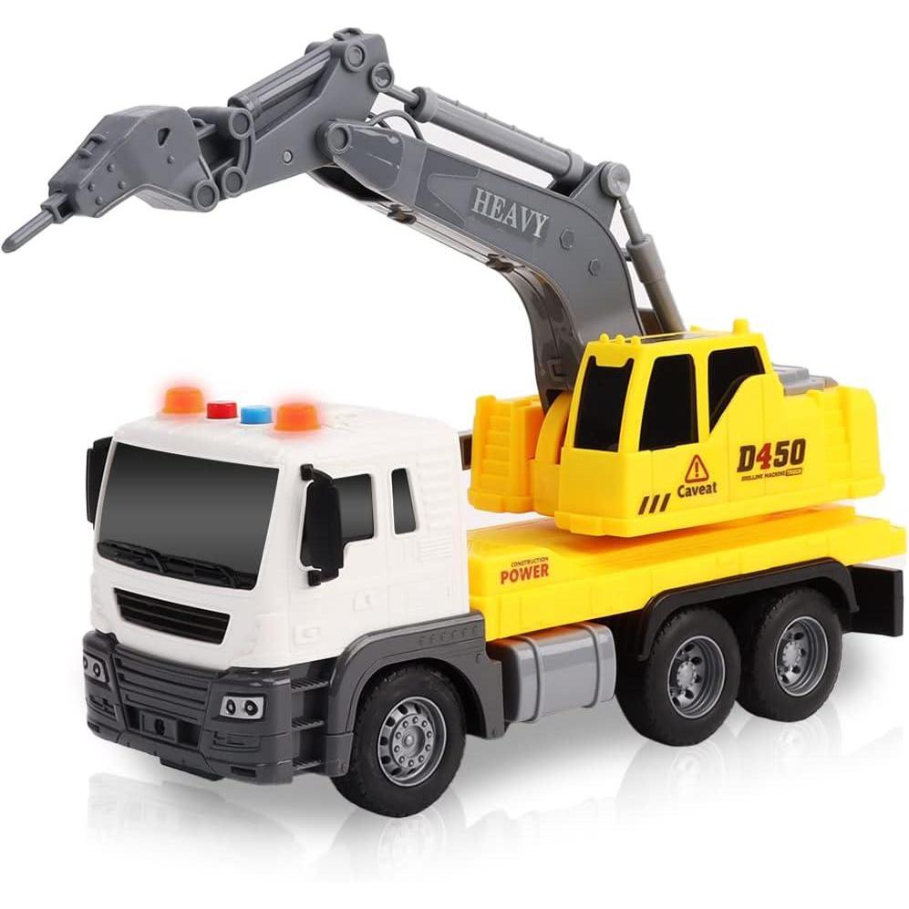 imageArtCreativity Light Up Cement Truck Cement Mixer Toy Truck with Lights Sounds and Rotating Barrel Push and Go Kids Construction Toys Construction Vehicle Toys for Boys and Girls Ages 3 and UpExcavation Truck