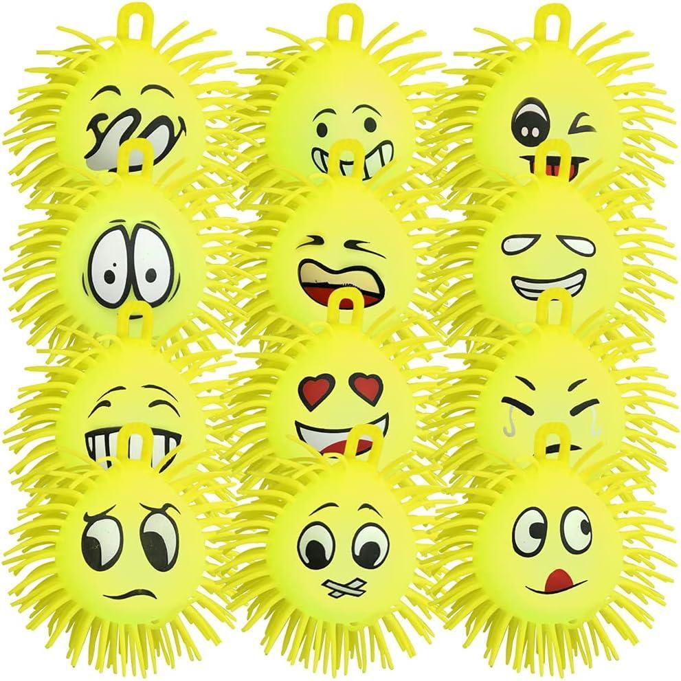 imageArtCreativity Light Up Emoticon Spiky Puffer Balls Pack of 12 Soft Squeeze Stress Relief Fidget Toys for Kids and Adults Calming Squeezy Sensory Balls for Autistic Children Birthday Party Favors