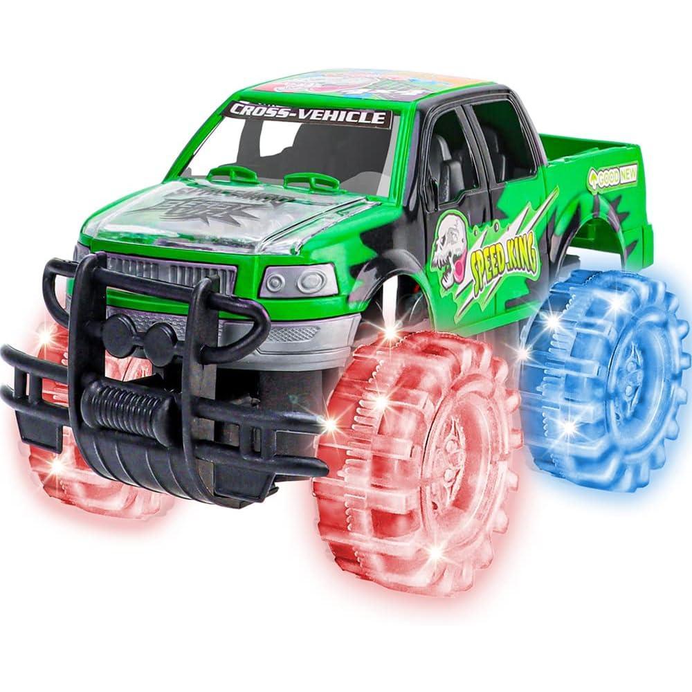imageArtCreativity Light Up Green Monster Truck 1 Piece 8 Inch Toy Monster Truck with Flashing LED Tires and Batteries Push n Go Car Toys for Kids Fun Gift for Boys and Girls Ages 3 and UpGreen