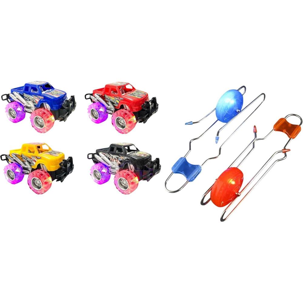 imageArtCreativity Light Up Monster Trucks for Boys and Girls 4Pack Toy Truck Set ampamp 2 Gyro Wheels Rail Twisters Kids Classic Vintage Nostalgia Yoyo Sensory Fidget Toys Christmas Stuffers