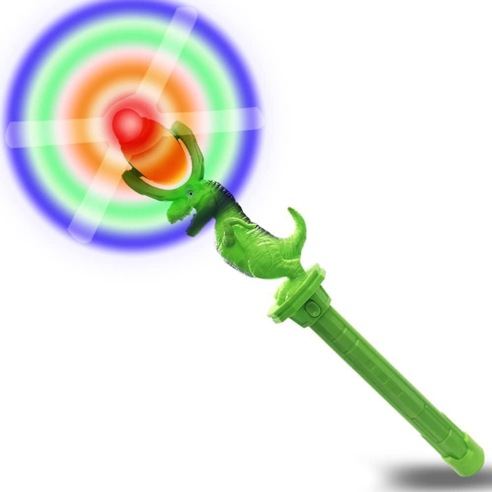 imageArtCreativity Light Up Spinning Dinosaur Toy Wand for Kids LED Spin Toy Wand for Boys and Girls Light ampamp Sound Batteries Included Fun Gift Idea for Boys and Girls Dinosaur Birthday Party Favor