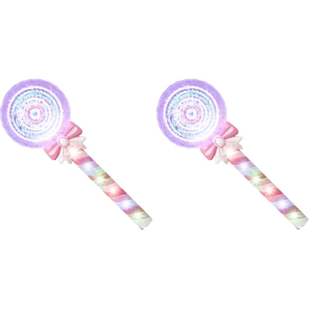 imageArtCreativity Light Up Spinning Lollipop Fairy Wand 12 Inch LED Princess Light Wand for Kids with Batteries Included Great Gift Idea for Boys and Girls Fun Pretend Play Prop Carnival PrizeMedium Pack of 2