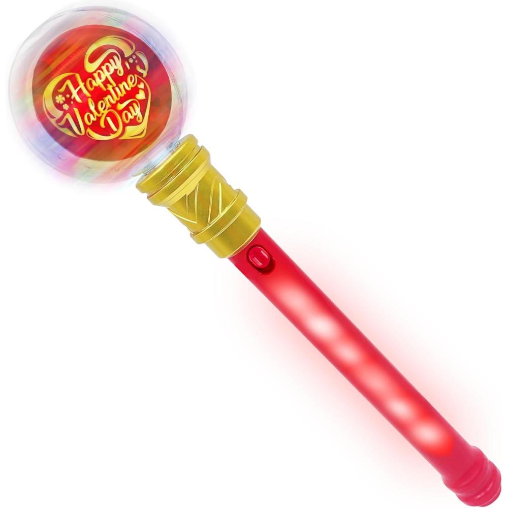 imageArtCreativity Valentines Day Spinning Light Up Wand 13Inch LED Wand with Patterns and Spinner Fun Light Up Spinning Princess Wand for Kids Perfect Valentine Toys and Gifts for Valentines Day