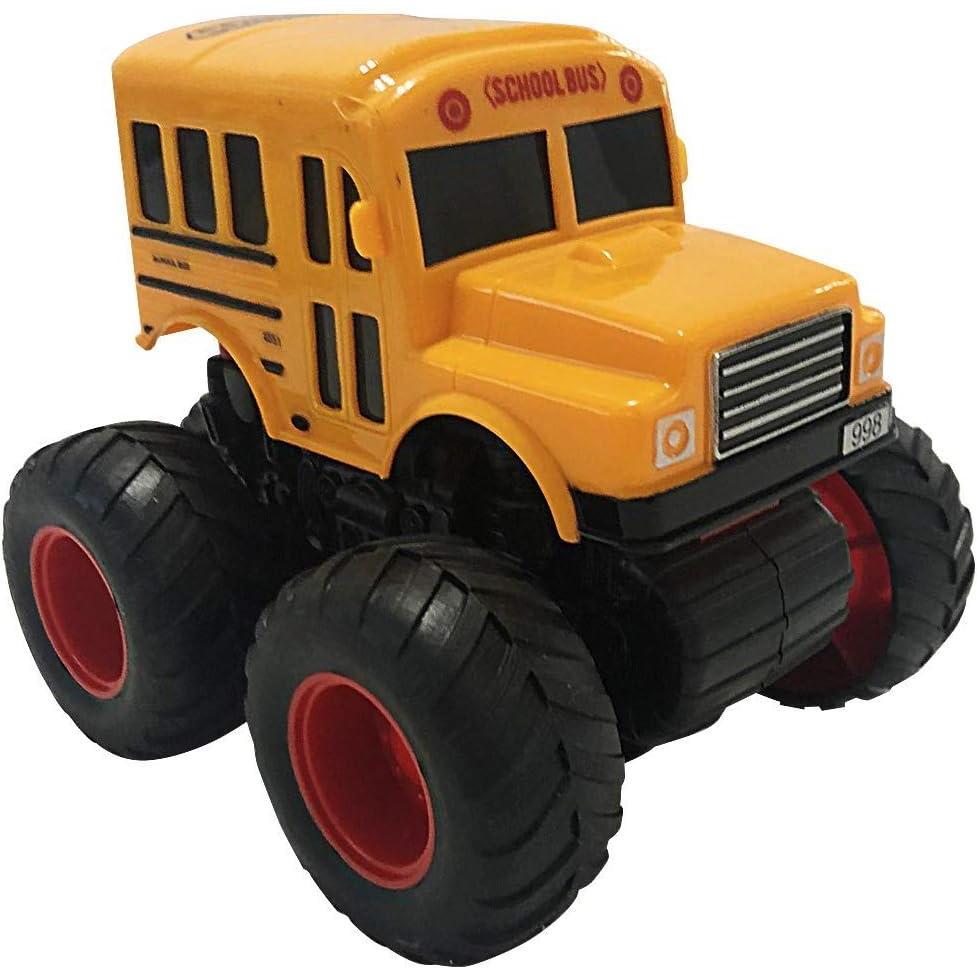 imageArtCreativity Yellow School Bus Toy with Black Monster Truck Tires Push n Go Toy Car for Kids Durable Plastic Material Best Birthday Gift for Boys Girls Toddlers