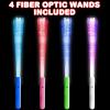 ArtCreativity Fiber Optic Light Up Wand, Set of 4, Flashing LED Toy Wands for Kids with Batteries Included, Fun Light-Up Birthday Party Favors, Goodie Bag Fillers for Boys and Girls