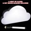 ArtCreativity Light Up Cloud Message Board with Dry Erase Marker, Backlit Tabletop Writing Board for Kids, Unique Room and Office Desk Décor, Battery Operated Night Light for Children