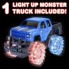 ArtCreativity Light Up Green Monster Truck, 1 Piece, 8 Inch Toy Monster Truck with Flashing LED Tires and Batteries, Push n Go Car Toys for Kids, Fun Gift for Boys and Girls Ages 3 and Up(Blue/Black)