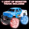 ArtCreativity Light Up Green Monster Truck, 1 Piece, 8 Inch Toy Monster Truck with Flashing LED Tires and Batteries, Push n Go Car Toys for Kids, Fun Gift for Boys and Girls Ages 3 and Up(Blue)