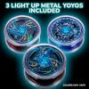 ArtCreativity Light Up Metal Yoyos for Kids, Set of 3, Classic Yo-Yo Toys with Flashing LEDs, Light-Up Birthday Party Favors, Goodie Bag Fillers, Holiday Stocking Stuffers, Classroom Prizes