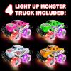 ArtCreativity Light Up Monster Trucks – 6 Inch Toy Cars for 2 Year Old Boys,- Push n Go Car Toys for Boys 3-5 Years Old,- Light Up Toys for Kids, Best Gift for Kids Age 3-6 Years Old & Up
