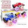 ArtCreativity Light Up Monster Trucks & Police Car Pickup Truck with LED Headlights and Siren