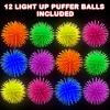 ArtCreativity Light Up Spiky Puffer Stress Relief Balls, Pack of 12, Soft Squeeze Fidget Toys for Kids and Adults, Calming Squeezy Sensory Balls for Autistic Children, Birthday Party Favors