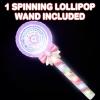 ArtCreativity Light Up Spinning Lollipop Fairy Wand, 12 Inch LED Princess Light Wand for Kids with Batteries Included, Great Gift Idea for Boys and Girls, Fun Pretend Play Prop, Carnival Prize(Medium (Pack of 2))