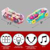 ArtCreativity Light Up Transparent Toy Cars for Kids, Set of 2, Bump and Go Toy Cars with Colorful Moving Gears, Music, and LED Effects, Fun Educational Toy for Kids, Great Birthday Gift Idea