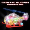 ArtCreativity Light Up Transparent Toy Helicopter for Kids, 1PC, Bump and Go Toy Car with Colorful Moving Gears, Music, and LED Effects, Fun Educational Toy for Kids, Great Birthday Gift Idea