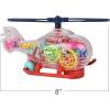 ArtCreativity Light Up Transparent Toy Helicopter for Kids, 1PC, Bump and Go Toy Car with Colorful Moving Gears, Music, and LED Effects, Fun Educational Toy for Kids, Great Birthday Gift Idea