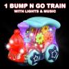 ArtCreativity Light Up Transparent Toy Train for Kids, 1PC, Bump and Go Toy Car with Colorful Moving Gears, Music, and LED Effects, Fun Educational Toy for Kids, Great Birthday Gift Idea