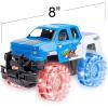 ArtCreativity Light Up Yellow & Black Monster Truck, 1 Piece, 8 Inch Monster Truck with Flashing LED Tires & Batteries, Push n Go Car Toys for Kids, Fun Gift for Boys & Girls Ages 3 & Up…(Blue)