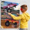 ArtCreativity Pin The Wheels on The Monster Truck – Monster Truck Game for Kids with 1 Poster, 36 Stickers & 1 Blindfold – Monster Truck Party Favors for Kids Ages 5-9 – Monster Truck Favors for Boys