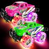 ArtCreativity Pink and Green Light Up Monster Truck Set for Boys and Girls, Set Includes 2, 6 Inch Monster Trucks with Beautiful Flashing LED Tires, Push n Go Toy Cars, Best Gift for Kids, for Ages 3+(Pink & Green)