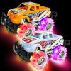 ArtCreativity Pink and Green Light Up Monster Truck Set for Boys and Girls, Set Includes 2, 6 Inch Monster Trucks with Beautiful Flashing LED Tires, Push n Go Toy Cars, Best Gift for Kids, for Ages 3+(Orange & White)