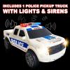 ArtCreativity Police Car Toy, Pickup Truck Toy with LED Headlights and Sirens, Friction Powered, 1:20 Scale Police Car Toys for Boys 3-5, Police Toys Monster Trucks, Toy Trucks for Kids Birthday Gift