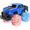 ArtCreativity Light Up Green Monster Truck, 1 Piece, 8 Inch Toy Monster Truck with Flashing LED Tires and Batteries, Push n Go Car Toys for Kids, Fun Gift for Boys and Girls Ages 3 and Up(Blue/Black)