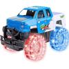 ArtCreativity Light Up Yellow & Black Monster Truck, 1 Piece, 8 Inch Monster Truck with Flashing LED Tires & Batteries, Push n Go Car Toys for Kids, Fun Gift for Boys & Girls Ages 3 & Up…(Blue)