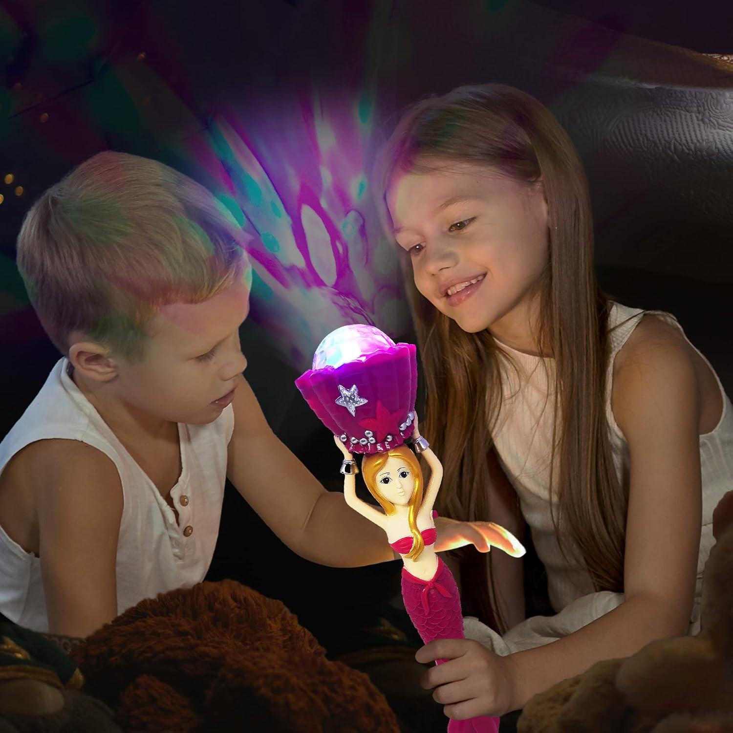 imageArtCreativity Light Up Mermaid Wand with Sounds 1175 Inch Toy Wand with Spinning LEDs and Sound Effects Batteries Included Great Mermaid Gift Idea for Boys and Girls Fun Birthday Party Favor