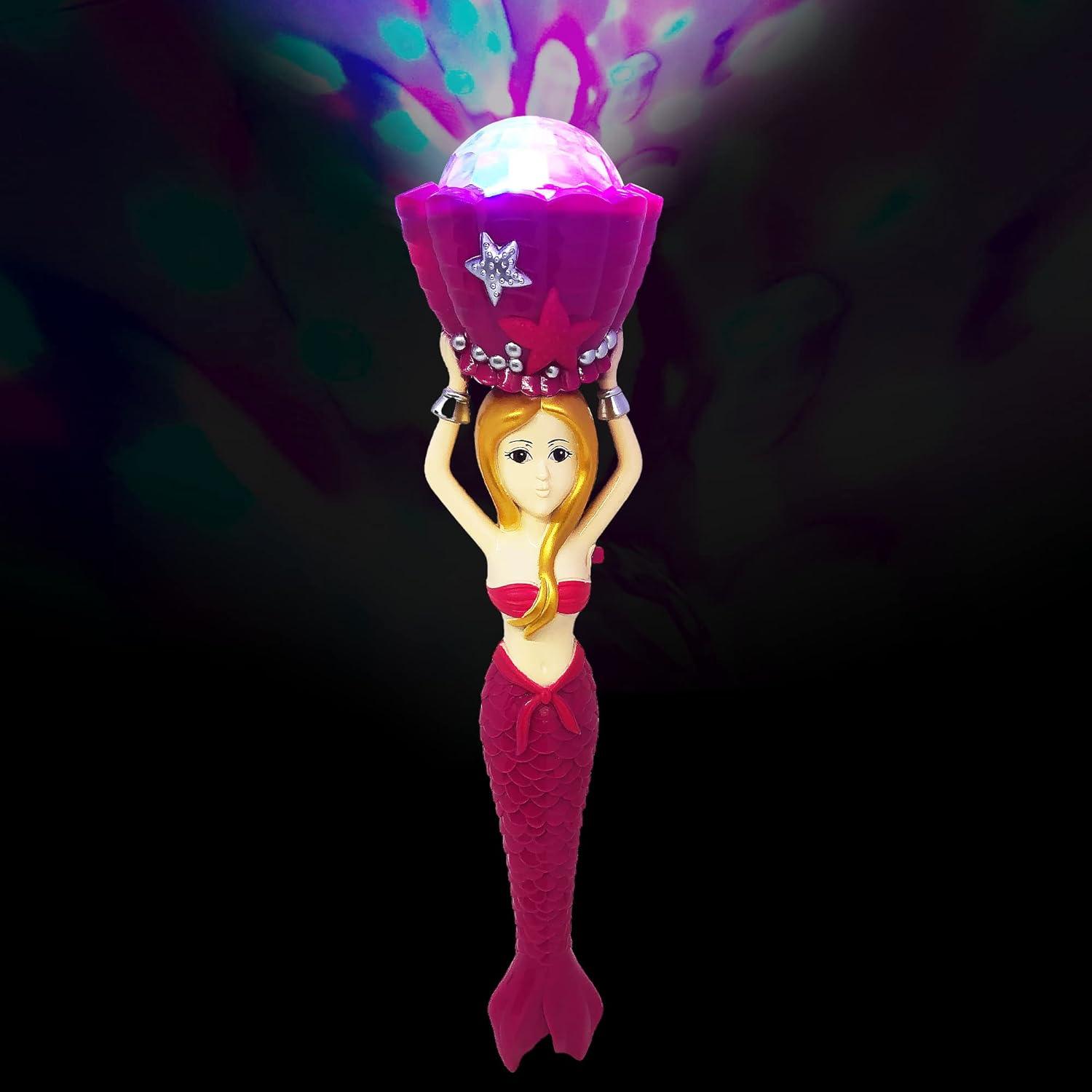 imageArtCreativity Light Up Mermaid Wand with Sounds 1175 Inch Toy Wand with Spinning LEDs and Sound Effects Batteries Included Great Mermaid Gift Idea for Boys and Girls Fun Birthday Party Favor