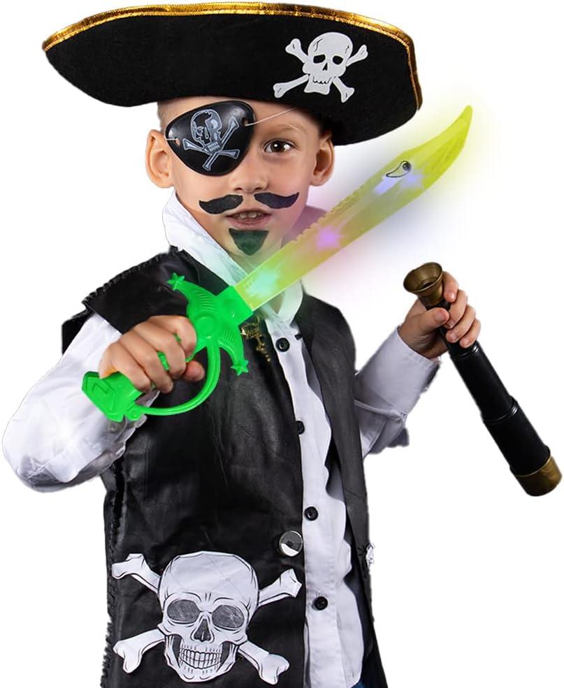 imageArtCreativity Light Up Shark Sword for Kids Set of 2 15 Inch DressUp Toy Sword with Flashing LED Lights Best Birthday Gift for Boys and Girls Ages 3 4 5 6 7 8 Green