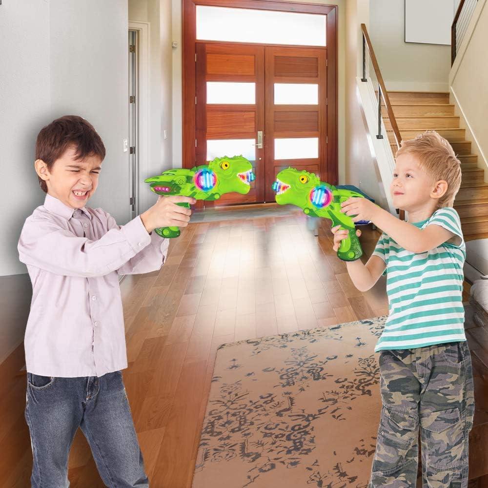 imageArtCreativity Light Up Super Spinning TRex Blaster Spinning LED and Cool Sound Effects 11 Inch Light Up Toy Gun for Kids Batteries Included Great Gift Idea for Boys ampamp Girls