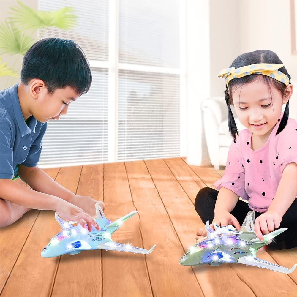 imageArtCreativity Light Up Transparent Fighter Jet for Kids Bump and Go Kids Airplane with Colorful Spinning Gears Music ampamp LED Effects Fun Toy Airplane for Boys and Girls