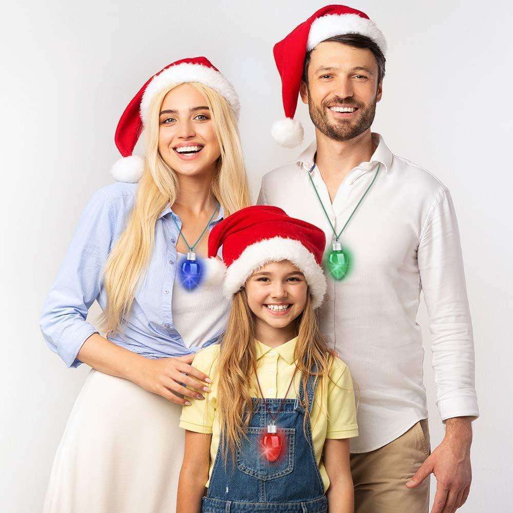 imageArtCreativity LightUp Christmas Bulb Necklaces Set of 6 Festive Holiday Necklaces in Assorted Colors for Boys and Girls