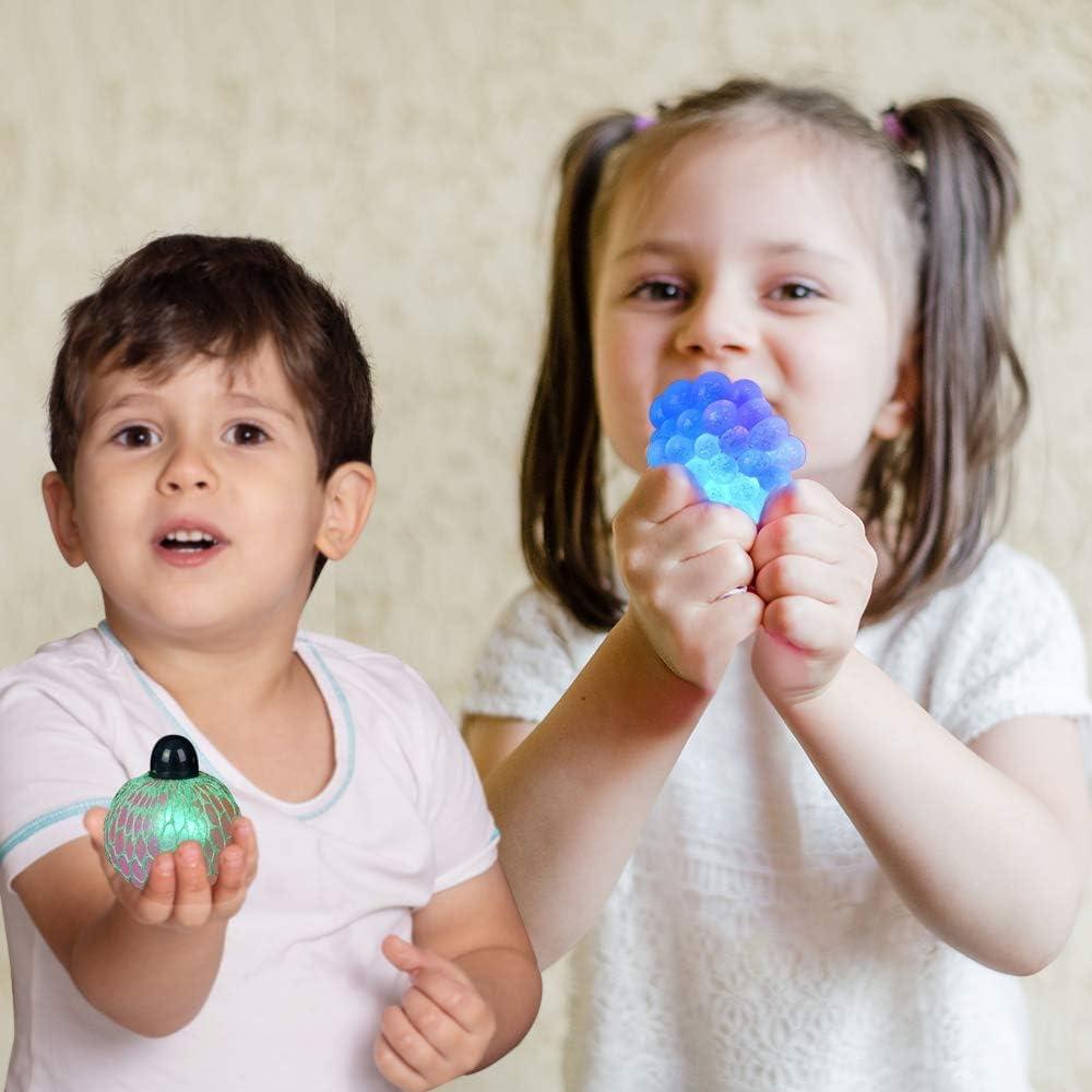 imageArtCreativity LightUp Squeeze Mesh Grape Stress Balls Pack of 2 LED Squeeze Balls with Glitter Stress Relief Fidget Sensory Toys for Autistic Children Gifts Party Favors for Kids and Adults