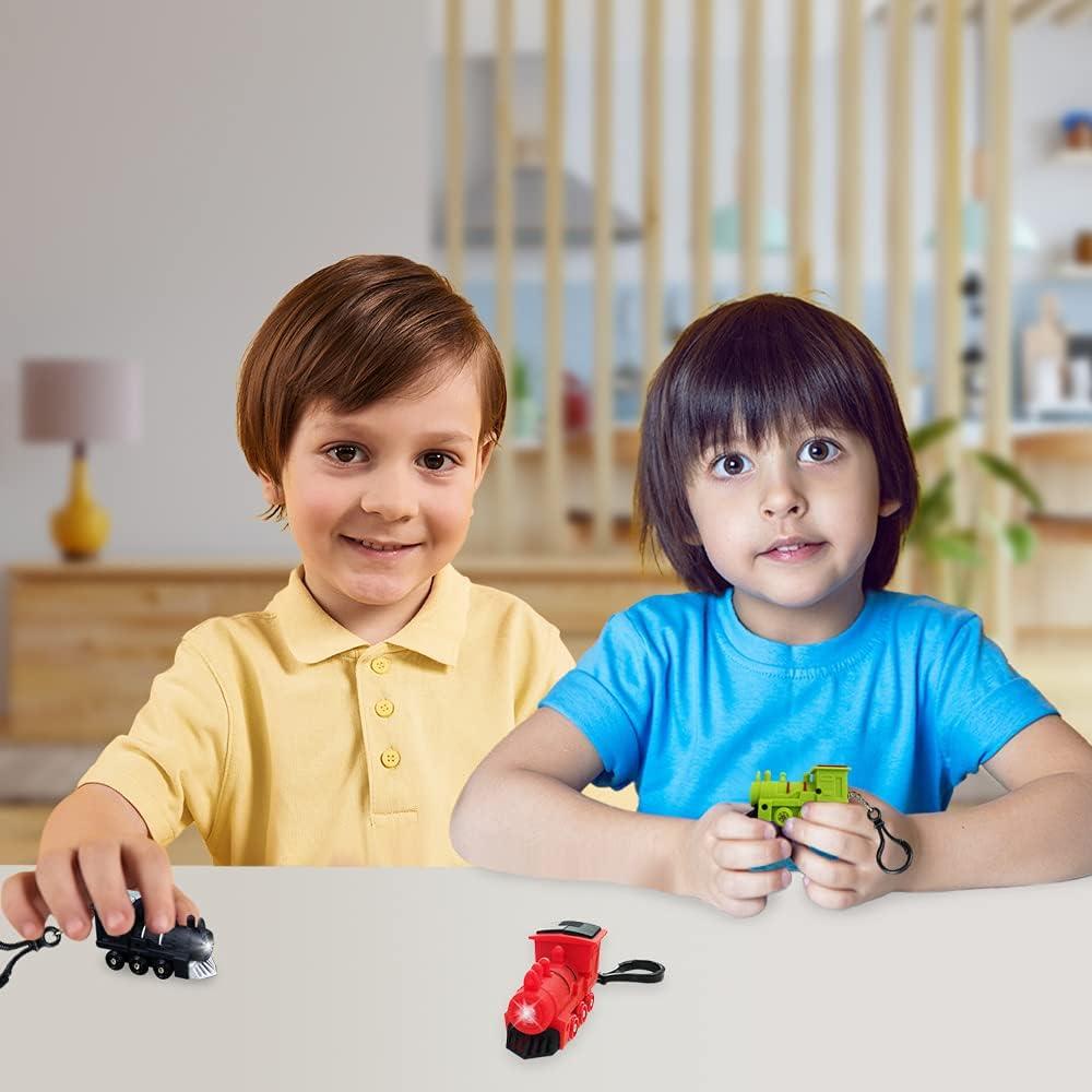 imageArtCreativity LightUp Train Backpack Clips with LEDs and Sounds Set of 3 Fun Bag Accessories for Kids and Adults Unique Back to School Supplies Train Birthday Party Favors for Boys and Girls