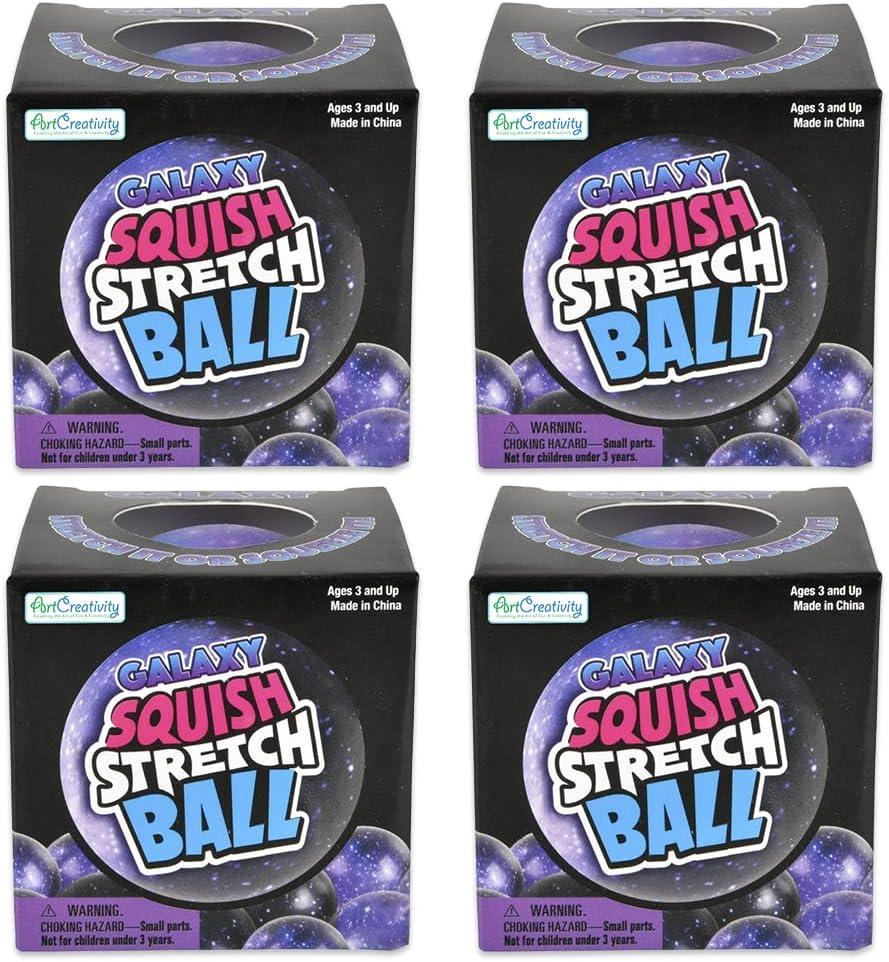 imageArtCreativity Stretchy Galaxy Stress Balls Set of 4 Stress Relief Fidget Sensory Toys for Autistic Children Anxiety and ADHD Outer Space Party Favors Goodie Bag Fillers for Kids