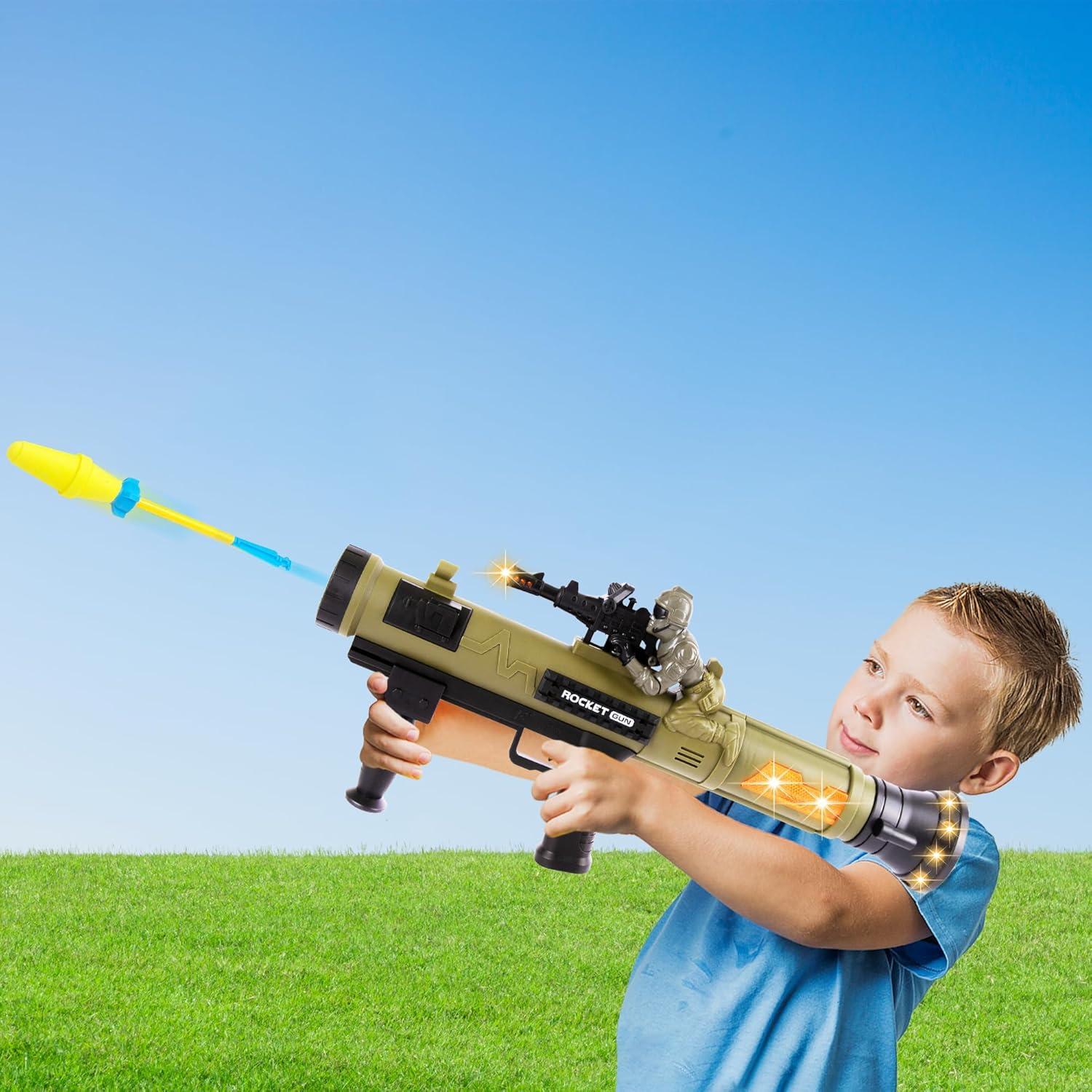 imageArtCreativity Toy Rocket Launcher RPG Gun with 3 Foam Rockets Light Up Rocket Launcher Gun for Kids Cool Sound Vibration ampamp LED Effects Military Pretend Play Bazooka Toys for Boys