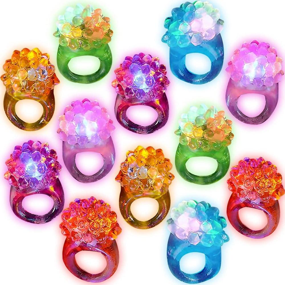 imageArtCreativity Light Up Bumpy Rings for Kids Set of 12 Flashing Accessories for Boys ampamp Girls in Assorted Colors LightUp Party Favors for Children Goodie Bag Fillers and Stocking Stuffers
