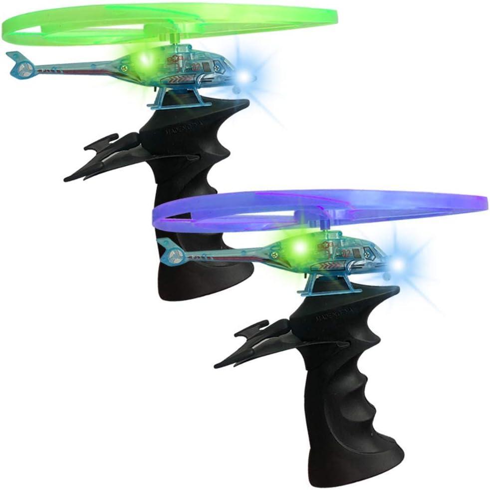 imageArtCreativity Light Up Flying Helicopter Toys for Kids Set of 2 with LED Lights Handheld Launcher Soars Over 8 Feet Outdoor Indoor Party Favors Birthday Gifts for Boys ampamp Girls Ages 3