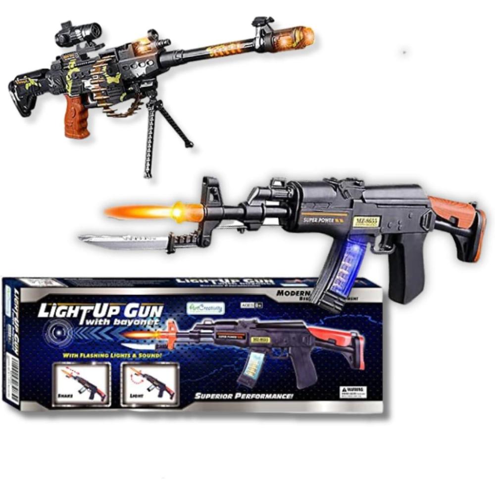 imageArtCreativity Light Up Toy Gun with Folding Bayonet and Scope Stand and Realistic Sound Effect Pretend Play Military Gun Halloween Prop Gun for Boys and Girls