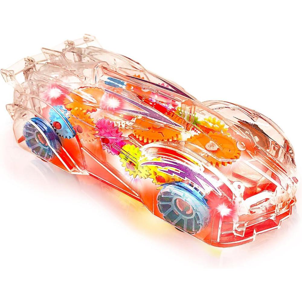 imageArtCreativity Light Up Transparent Gear Racer Toy Car for Kids Bump and Go Toy car with Colorful Moving Gears Music ampamp LED Effects Fun Educational Toy Great Birthday Gifts for Kids 3 Years ampamp Plus