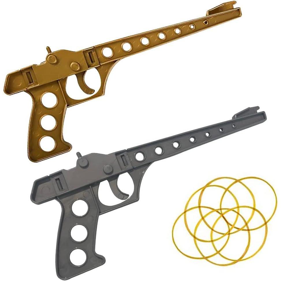 imageGamie Rubber Launcher Toy Gun Shooting Game for Kids Set of 2 Total of 2 Launchers and 8 Rubber Bands Fun Party Activity and Birthday Party Favor for Boys and Girls