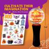 ArtCreativity Halloween Magic Ball Light Up Wand with Ghoulish Figure – 7.5″ – Magic Ball with Multicolored LED Lights, Sensory Spinner for Kids, Halloween Boo Basket Stuffers, Autism-Friendly Gift