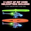 ArtCreativity Light Up Flying Helicopter Toys for Kids – Set of 2 with LED Lights, Handheld Launcher, Soars Over 8 Feet – Outdoor Indoor Party Favors, Birthday Gifts for Boys & Girls Ages 3+